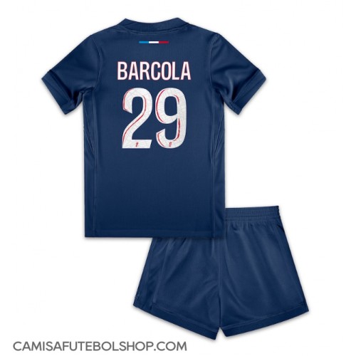 Camisa de time de futebol Paris Saint-Germain Bradley Barcola #29 Replicas 1º Equipamento Infantil 2024-25 Manga Curta (+ Calças curtas)